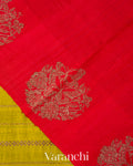 Lime Yellow Striped Pure Raw Silk Handloom Saree