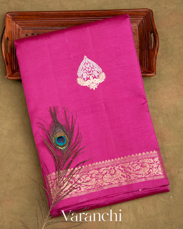 Magenta Pink Raw Mango Silk Handloom Saree