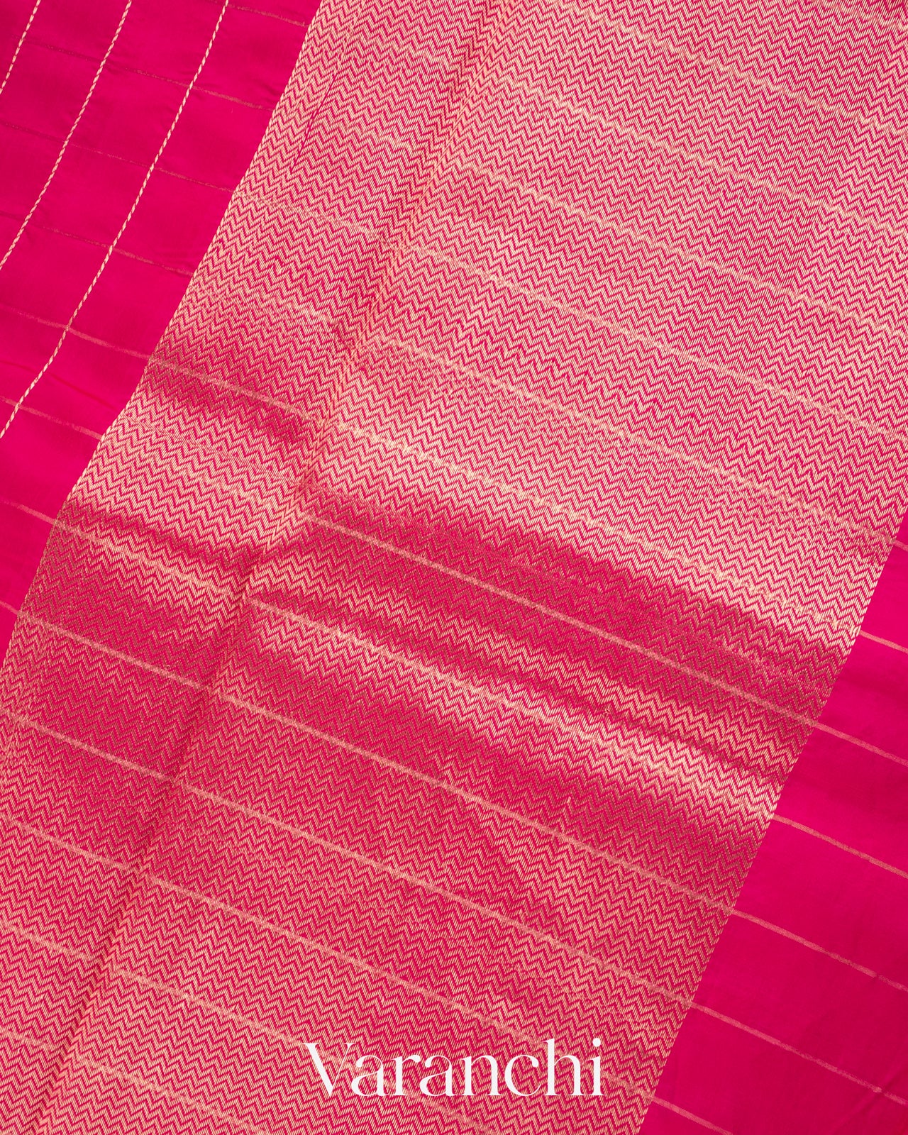 Bright Rani Pink Checks Pure Raw Mango Silk Handloom Saree