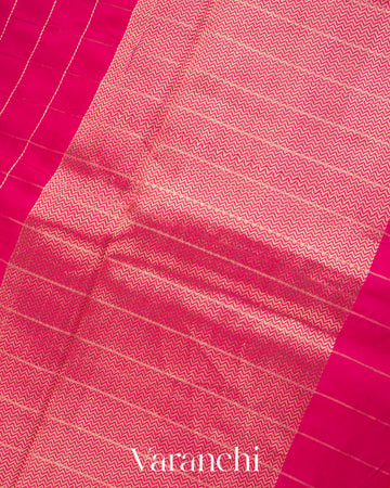 Bright Rani Pink Checks Pure Raw Mango Silk Handloom Saree