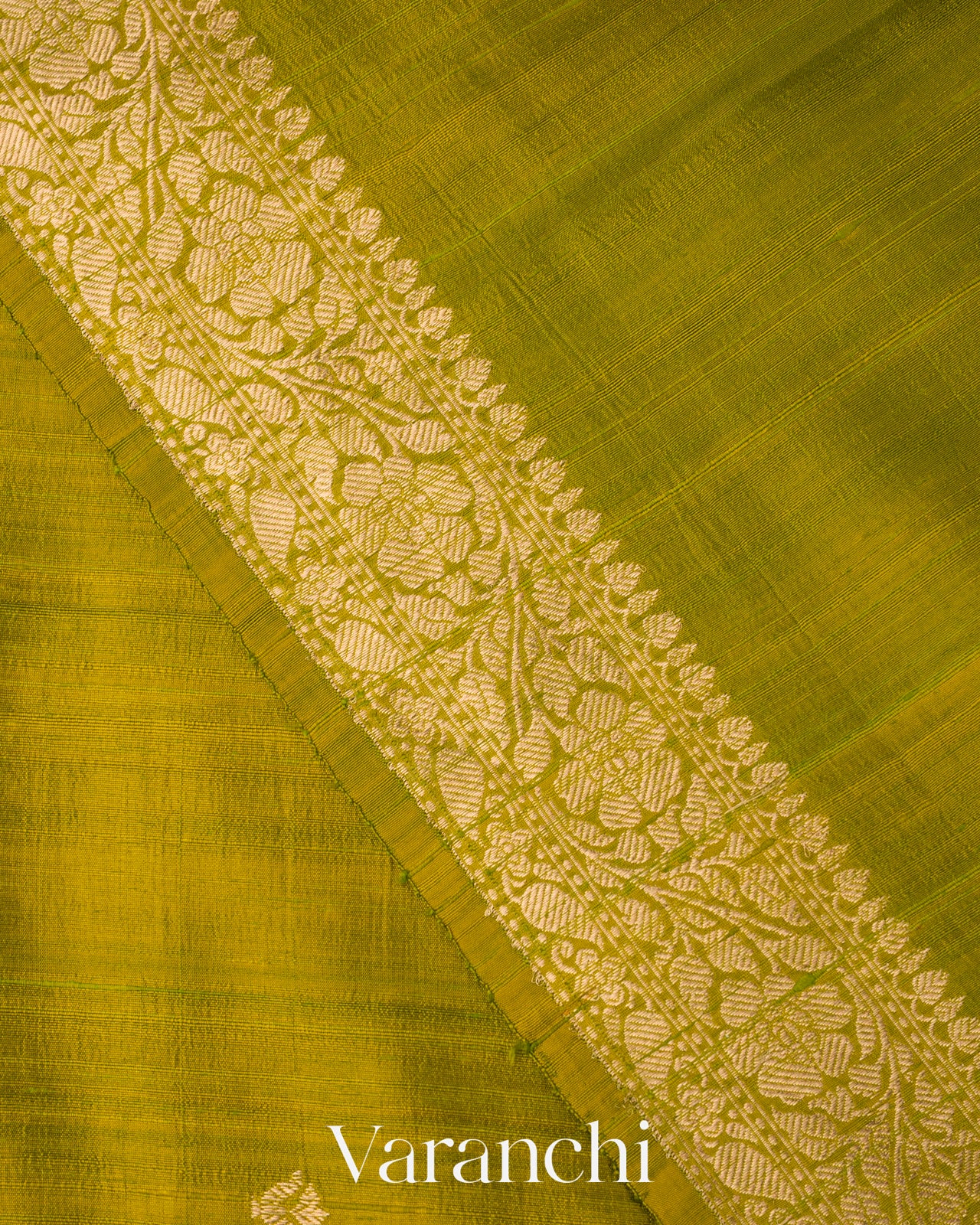 Olive Green Pure Raw Silk Handloom Saree