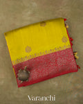 Lime Yellow Pure Raw Silk Handloom Saree