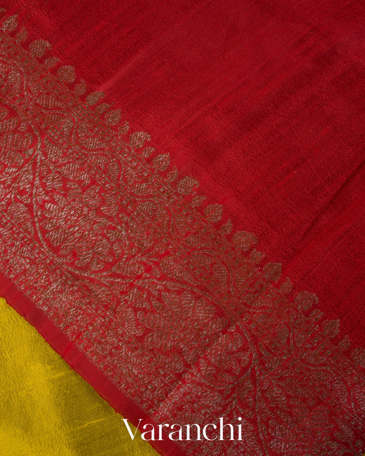 Lime Yellow Pure Raw Silk Handloom Saree