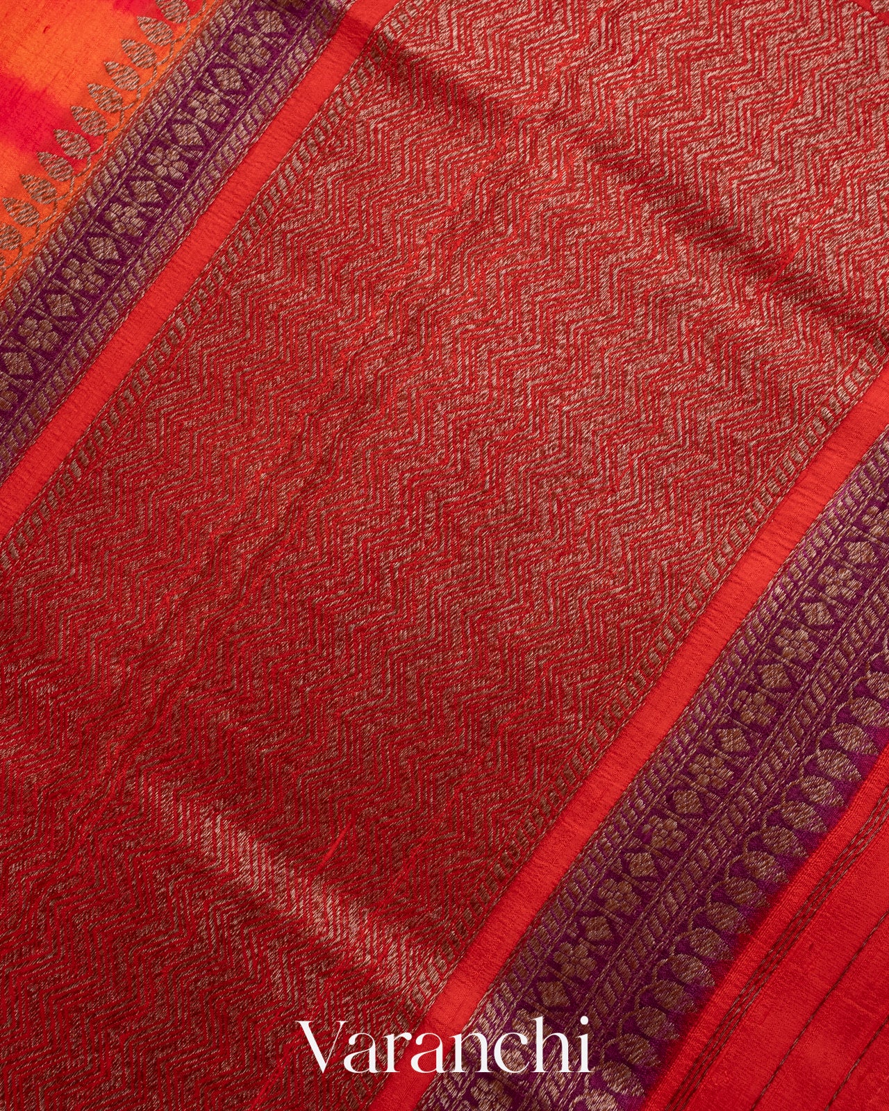 Rani Pink and Orange Shibori Pure Raw Silk Handloom Saree
