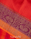 Rani Pink and Orange Shibori Pure Raw Silk Handloom Saree