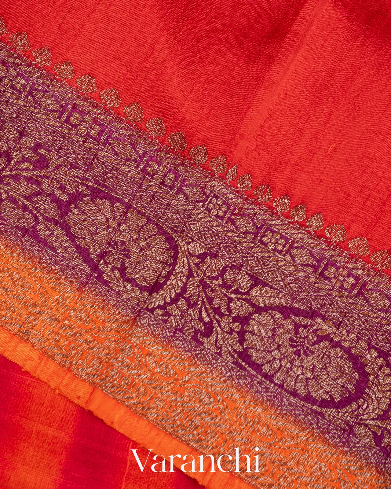 Rani Pink and Orange Shibori Pure Raw Silk Handloom Saree