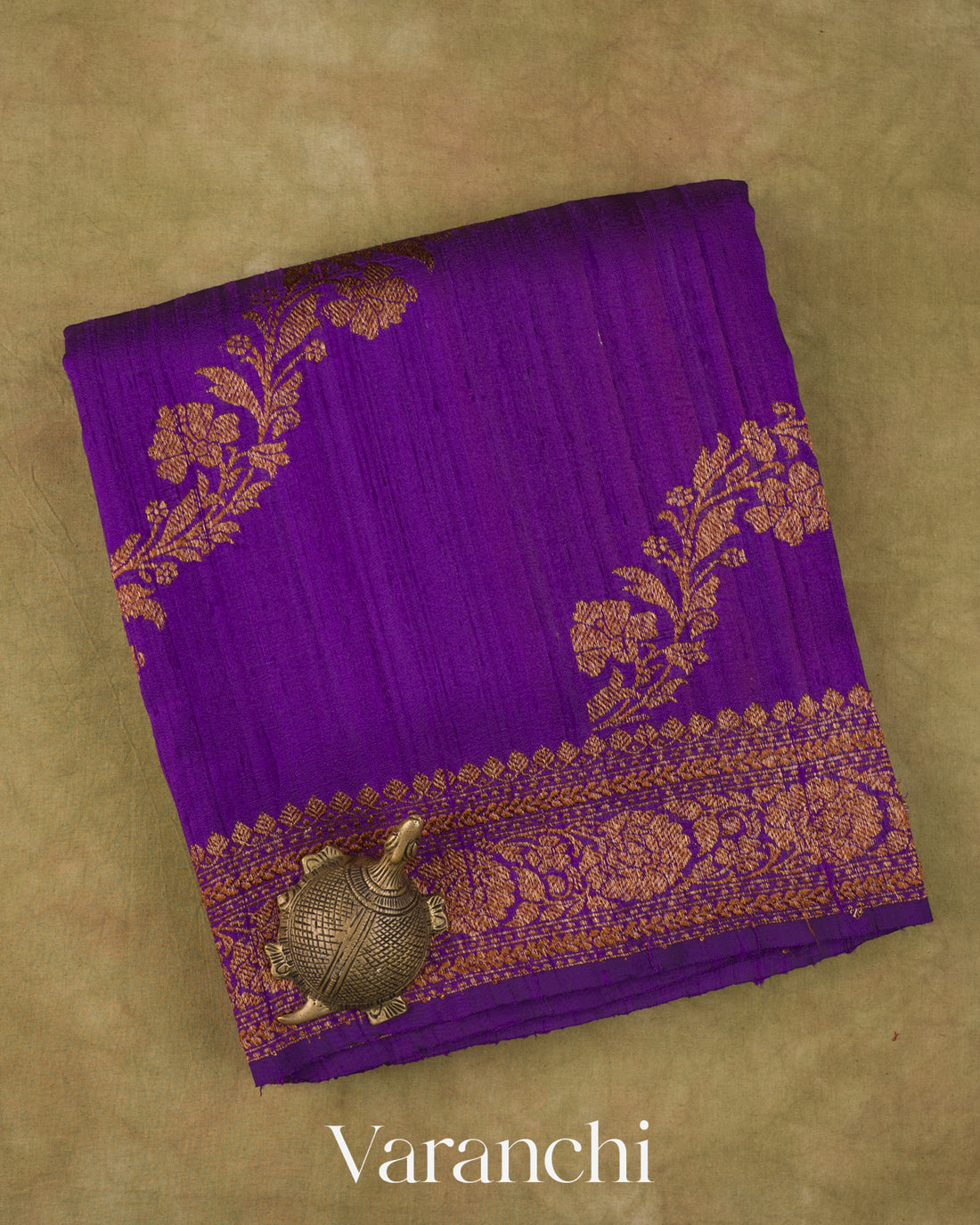 Royal Purple Lehariya Pure Raw Silk Handloom Saree