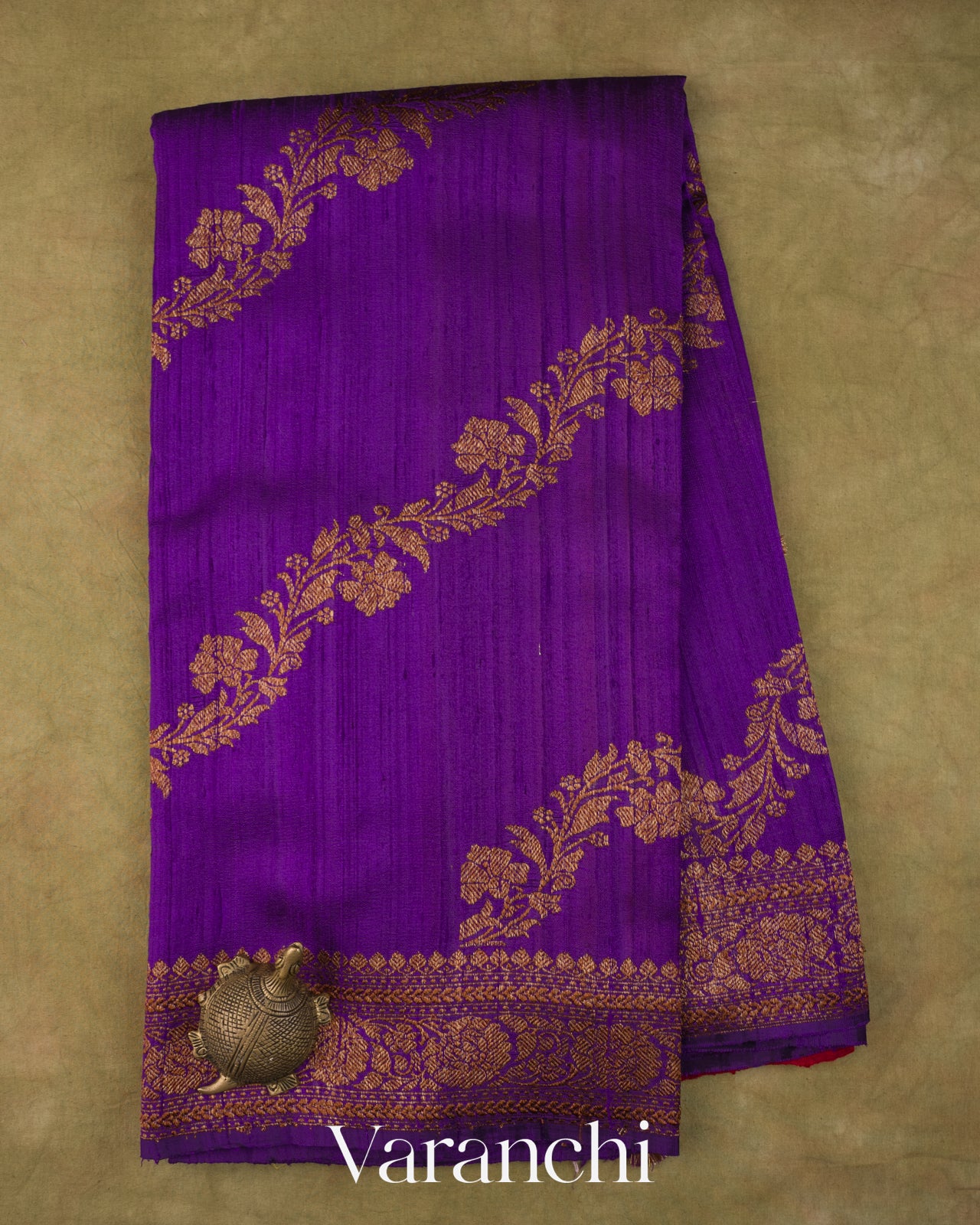Royal Purple Lehariya Pure Raw Silk Handloom Saree