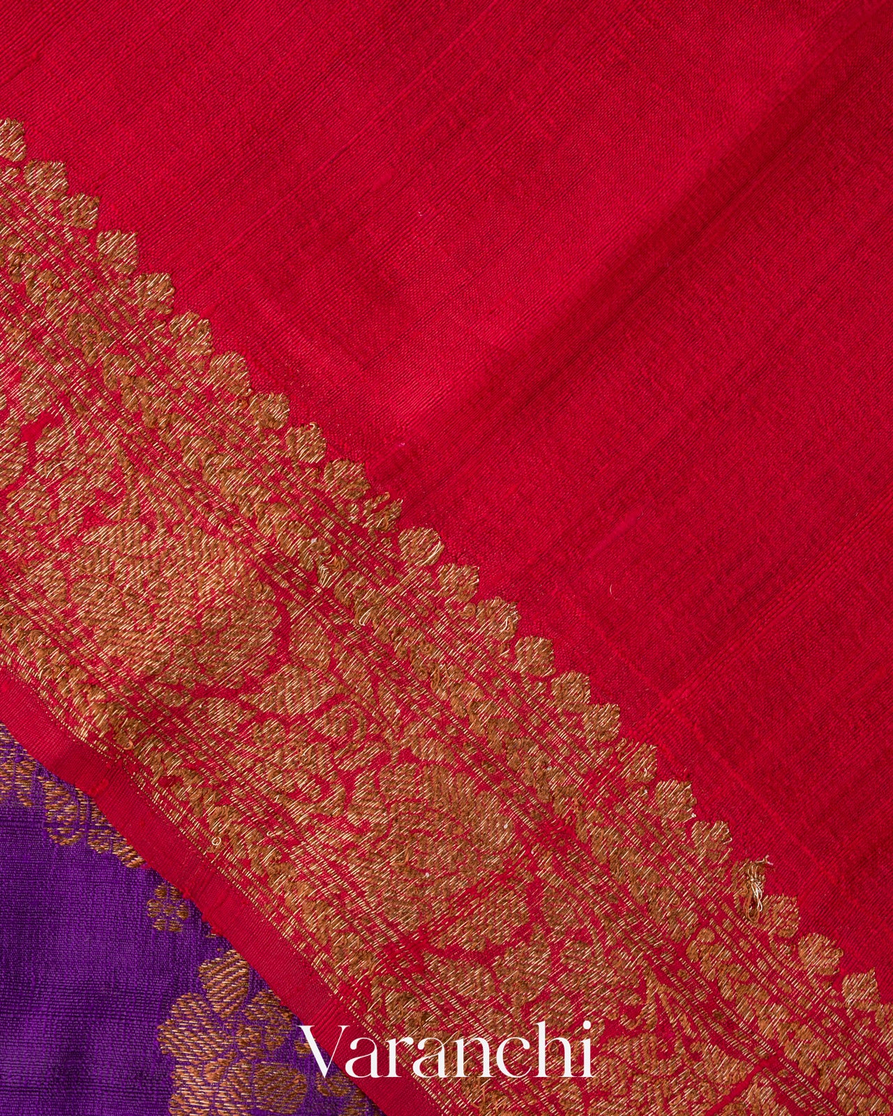 Royal Purple Lehariya Pure Raw Silk Handloom Saree