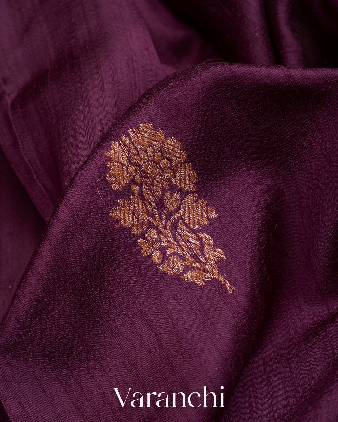 Deep Purple Pure Raw Silk Handloom Saree