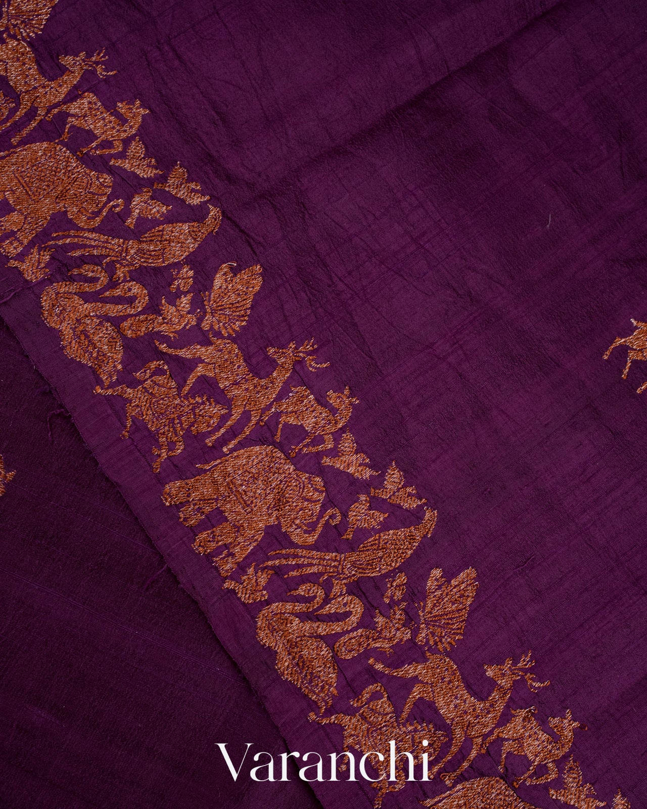 Deep Purple Shikargah Raw Silk Handloom Saree