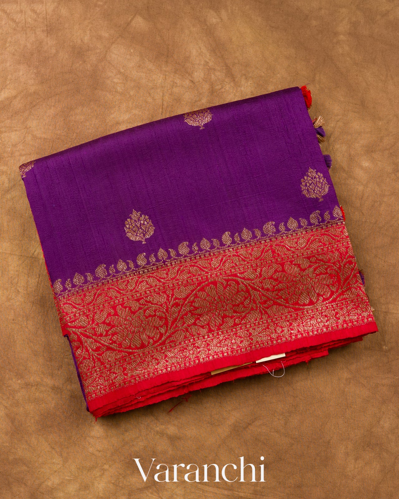 Royal Purple Pure Raw Silk Handloom Saree