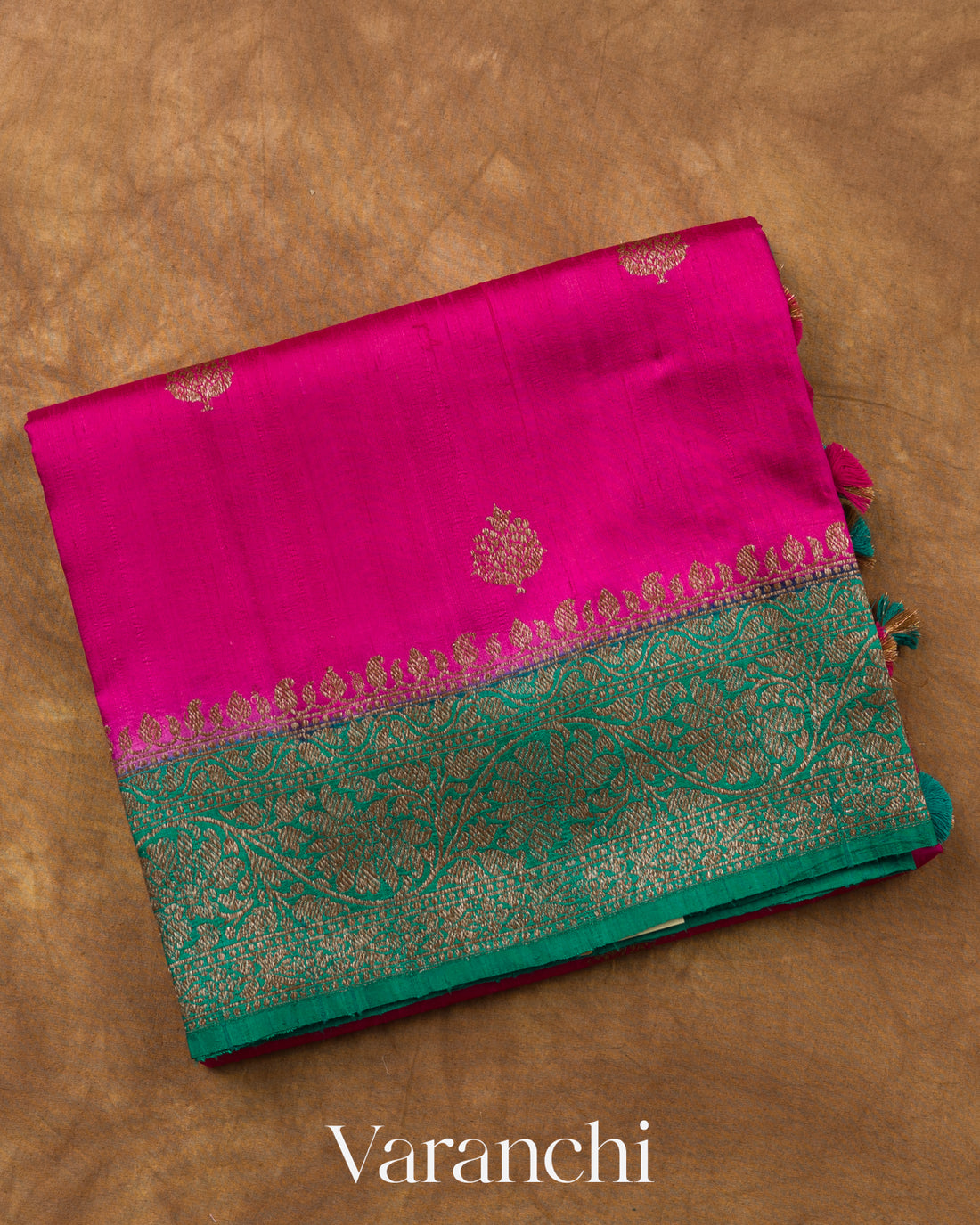 Rani Pink Pure Raw Silk Handloom Saree