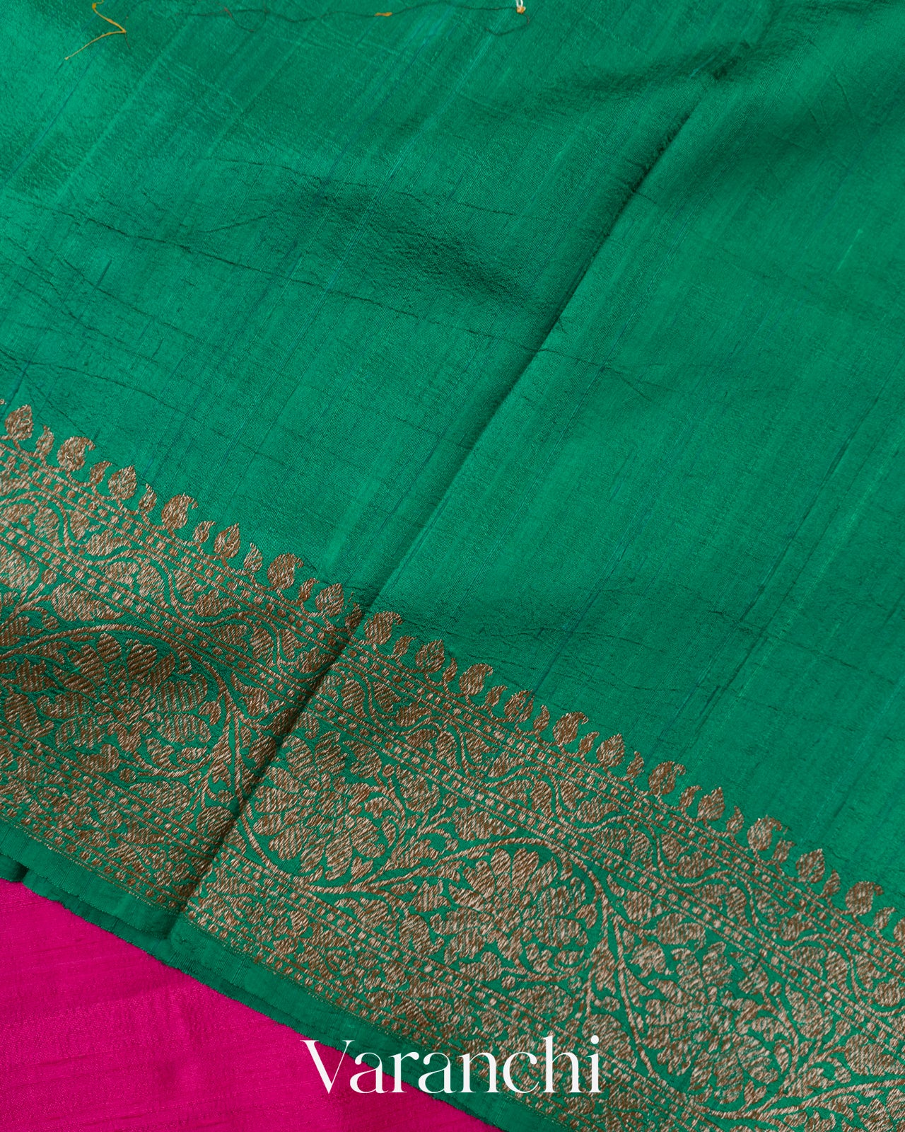 Rani Pink Pure Raw Silk Handloom Saree