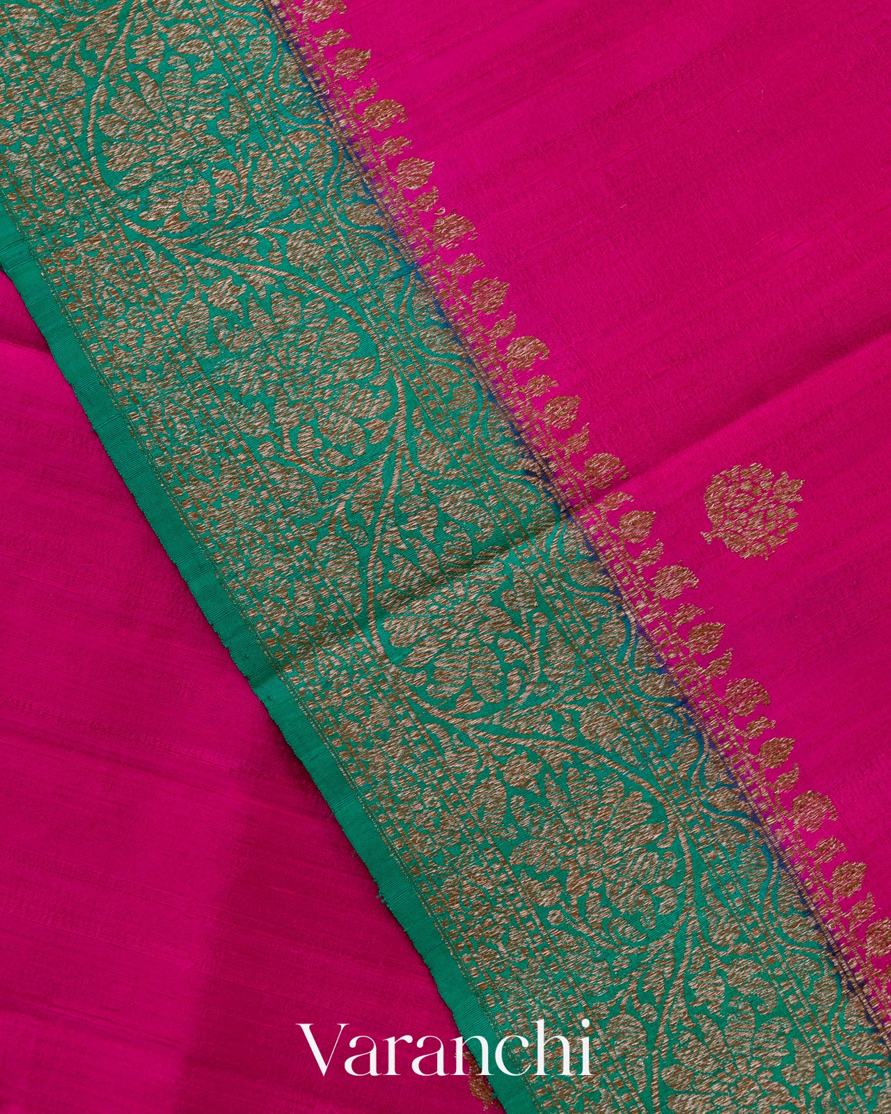 Rani Pink Pure Raw Silk Handloom Saree