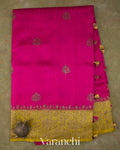 Rani Pink Butta Pure Raw Silk Handloom Saree