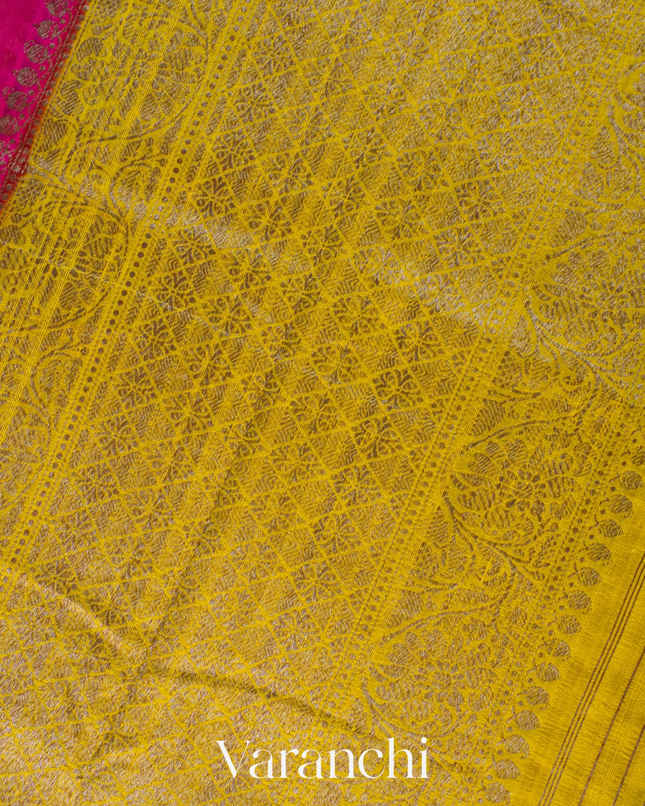 Rani Pink Butta Pure Raw Silk Handloom Saree