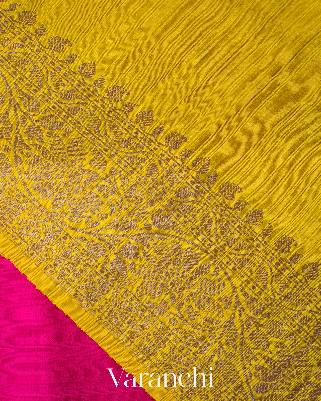 Rani Pink Butta Pure Raw Silk Handloom Saree