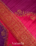 Violet Tricolour Rangkaat Pure Raw Silk Handloom Saree