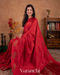 Chilli Red Pure Raw Silk Handloom Saree