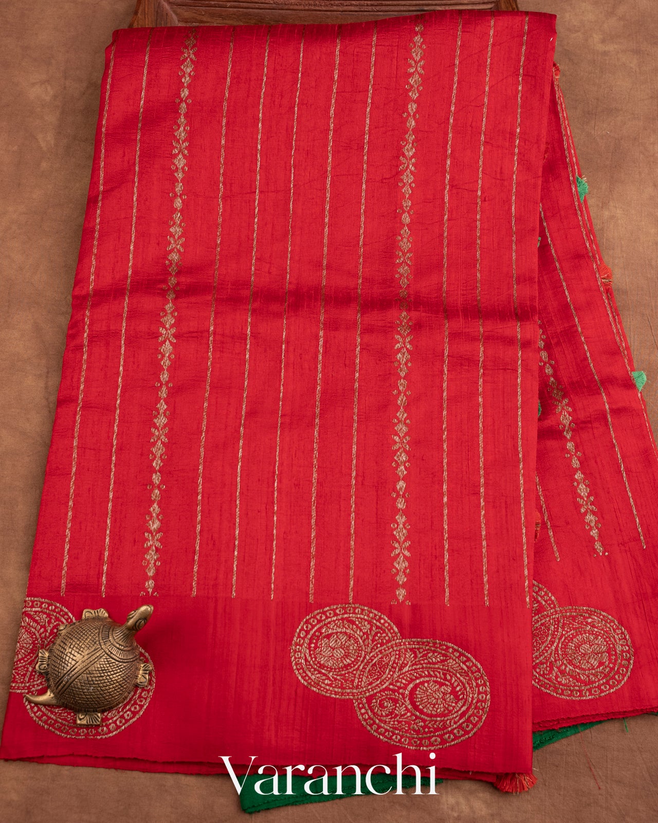 Chilli Red Pure Raw Silk Handloom Saree