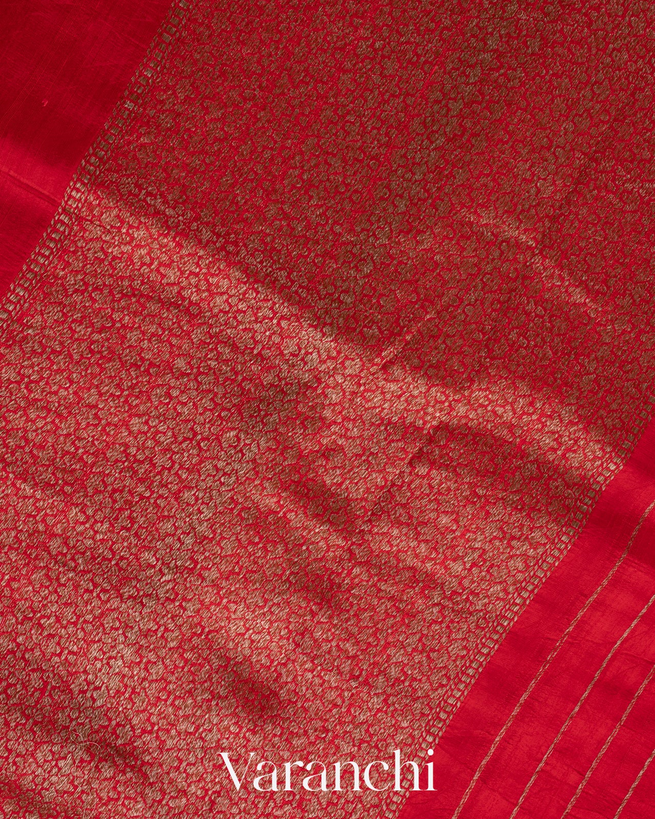 Chilli Red Pure Raw Silk Handloom Saree