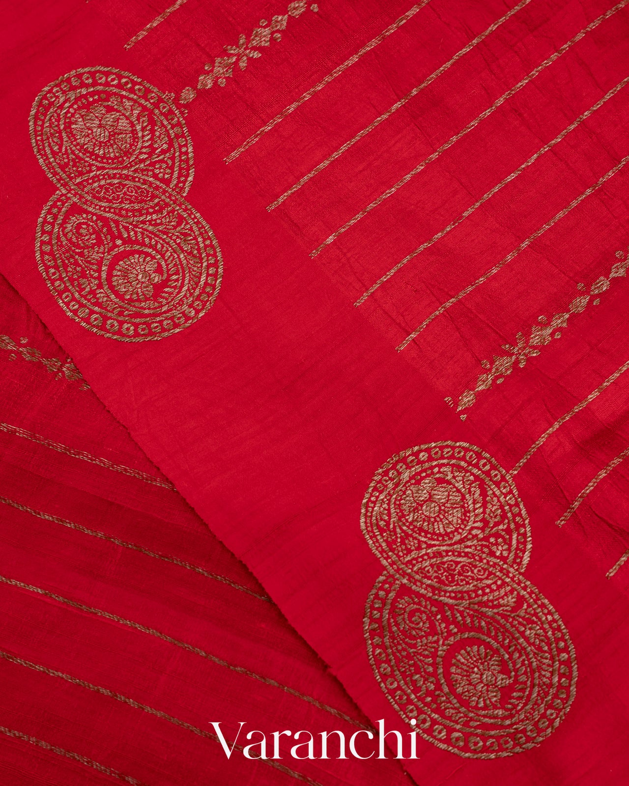 Chilli Red Pure Raw Silk Handloom Saree