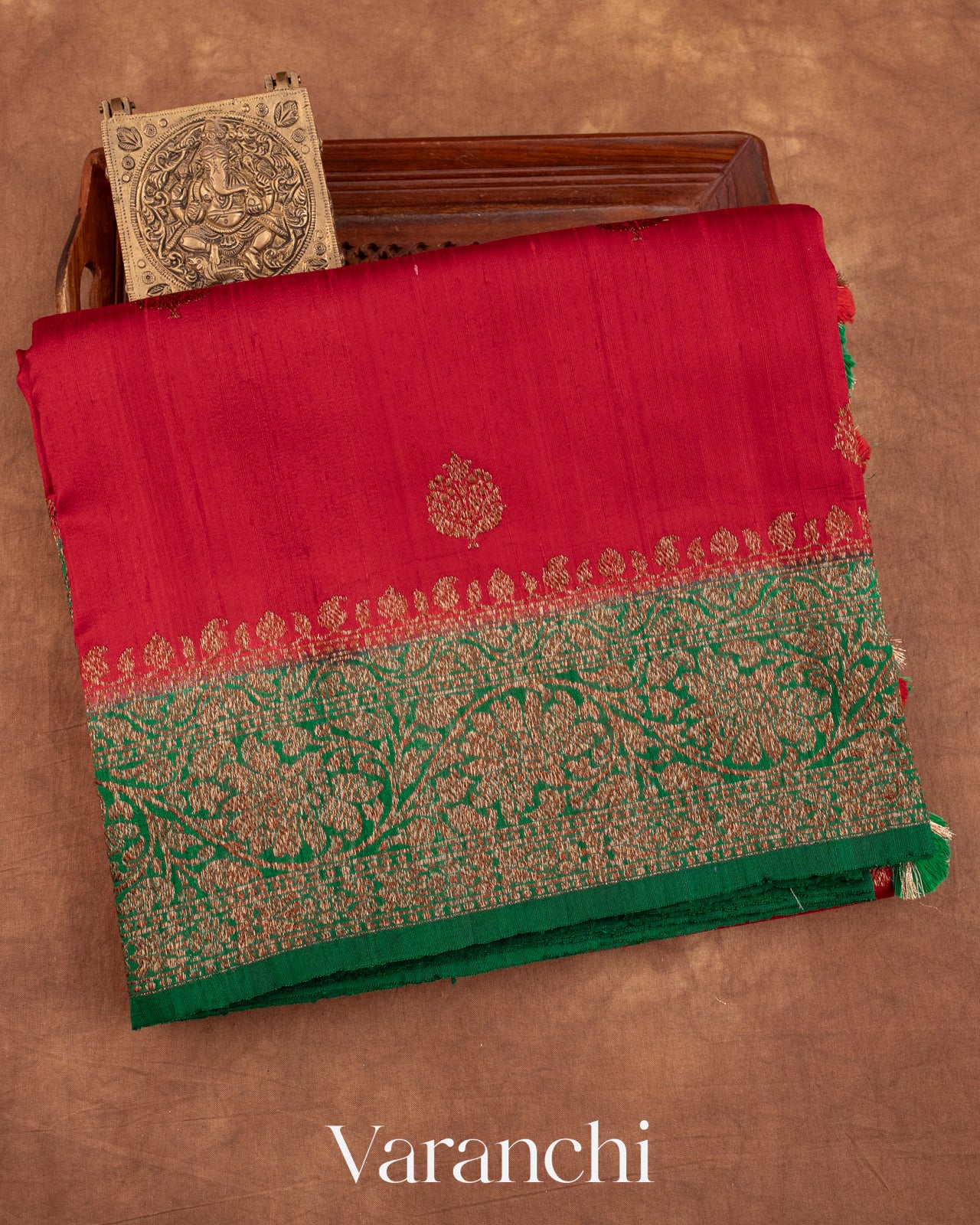 Red Pure Raw Silk Handloom Saree