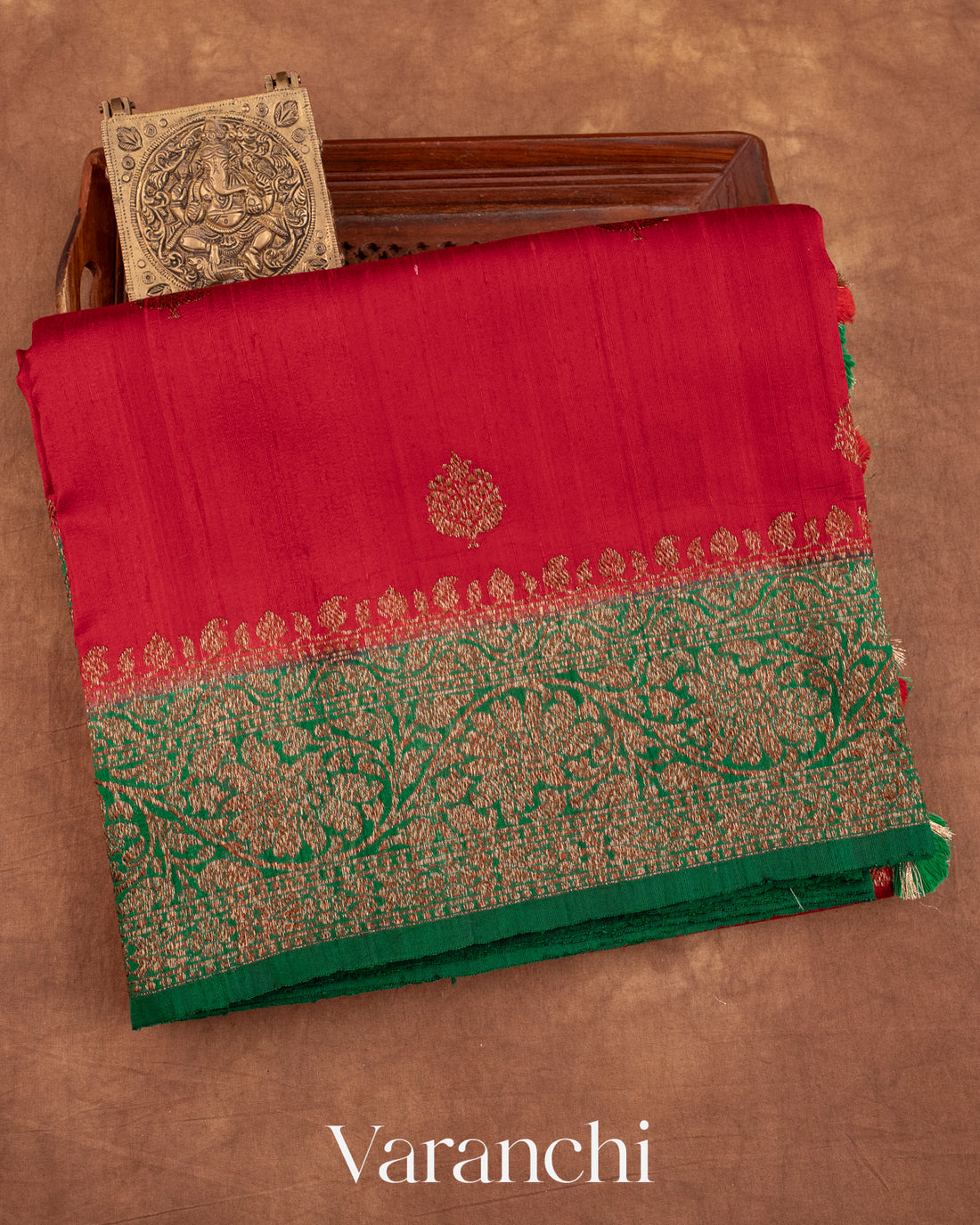Red Pure Raw Silk Handloom Saree