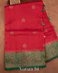 Red Pure Raw Silk Handloom Saree