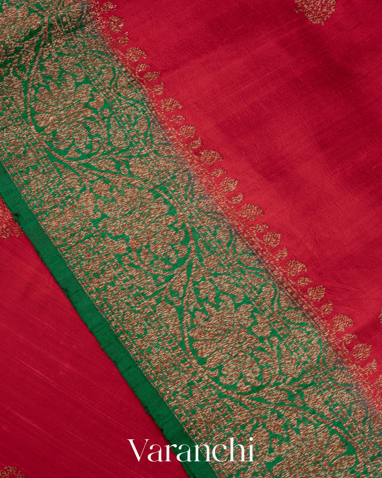 Red Pure Raw Silk Handloom Saree
