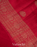 Crimson Red Pure Raw Silk Handloom Saree