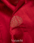 Crimson Red Pure Raw Silk Handloom Saree