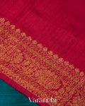 Teal Blue Lehariya Pure Raw Silk Handloom Saree