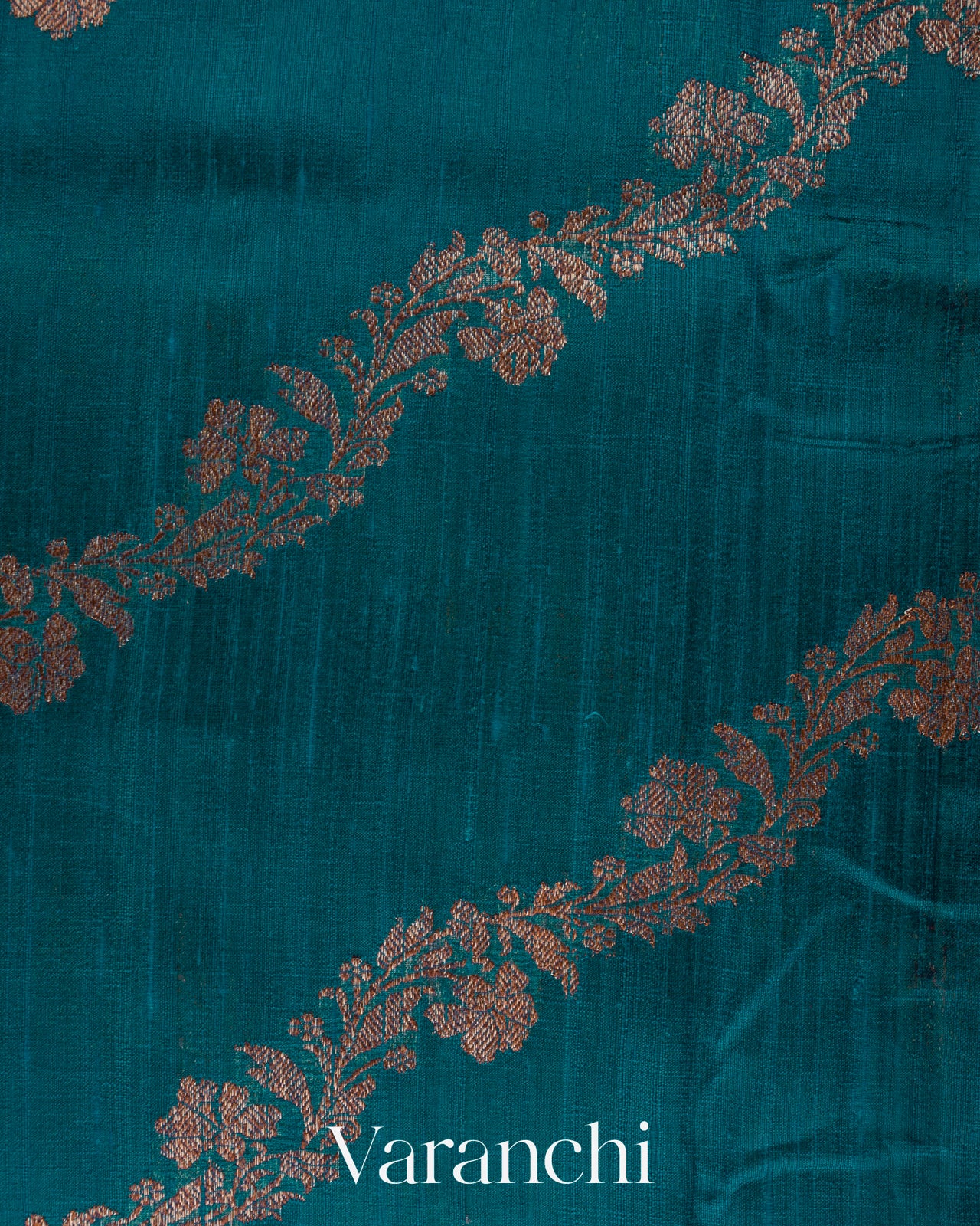 Teal Blue Lehariya Pure Raw Silk Handloom Saree