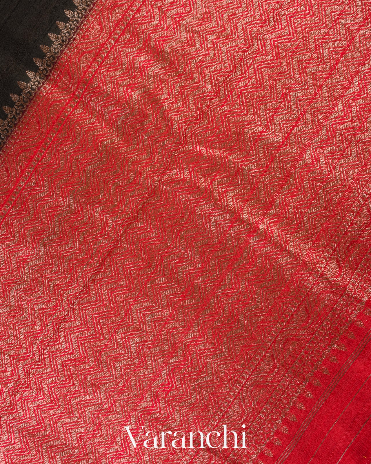 Jet Black Pure Raw Silk Handloom Saree