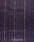 Navy Blue Striped Pure Raw Silk Handloom Saree
