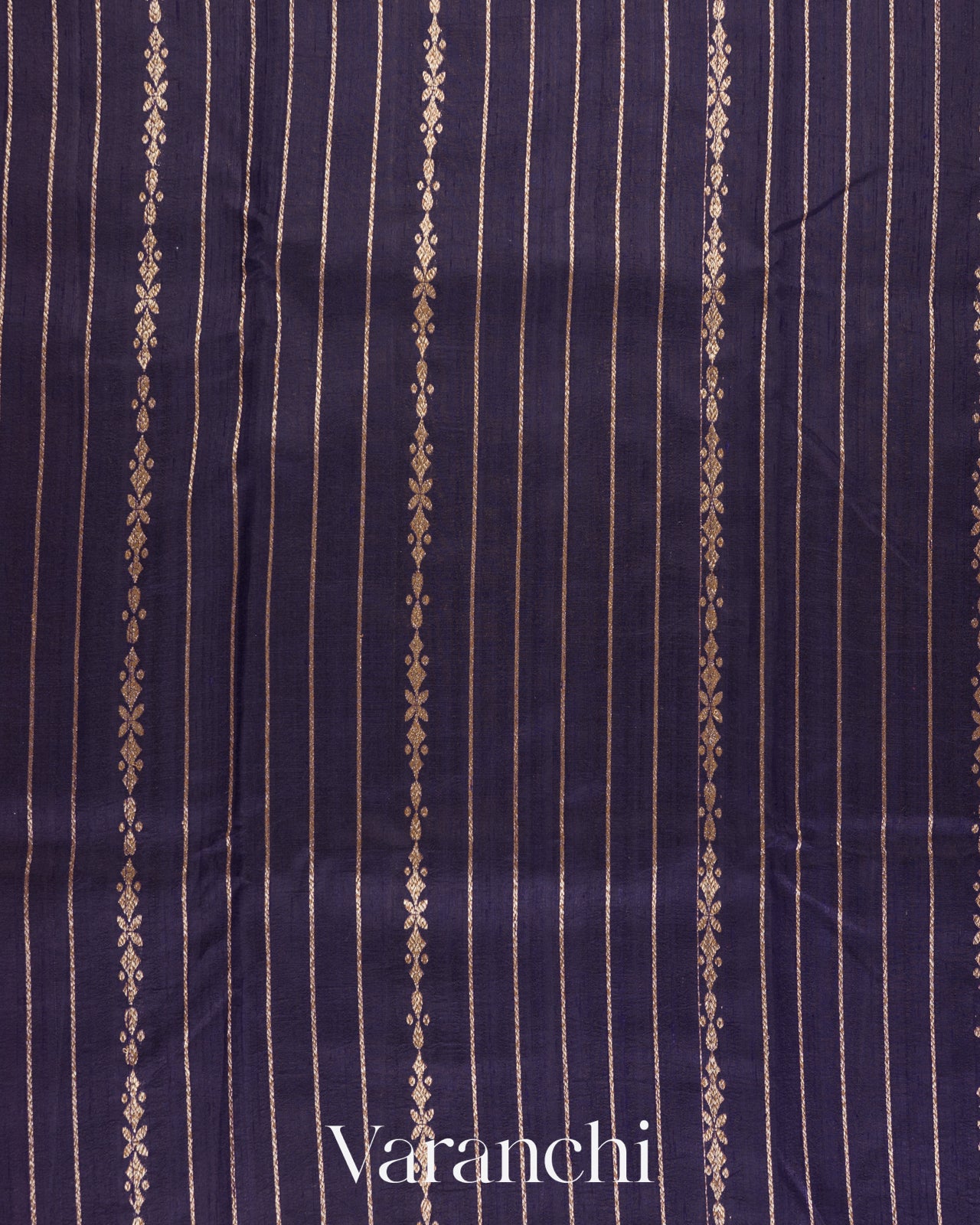 Navy Blue Striped Pure Raw Silk Handloom Saree