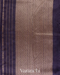 Navy Blue Striped Pure Raw Silk Handloom Saree