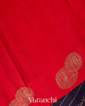 Navy Blue Striped Pure Raw Silk Handloom Saree