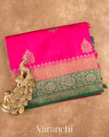 Hot Pink Pure Raw Silk Handloom Saree