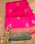 Hot Pink Pure Raw Silk Handloom Saree