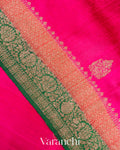 Hot Pink Pure Raw Silk Handloom Saree