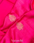 Hot Pink Pure Raw Silk Handloom Saree