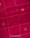 Rani Pink Checks Pure Raw Silk Handloom Saree