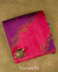 Magenta Borderless Tricolour Rangkaat Pure Raw Silk Handloom Saree
