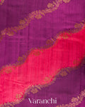 Magenta Borderless Tricolour Rangkaat Pure Raw Silk Handloom Saree
