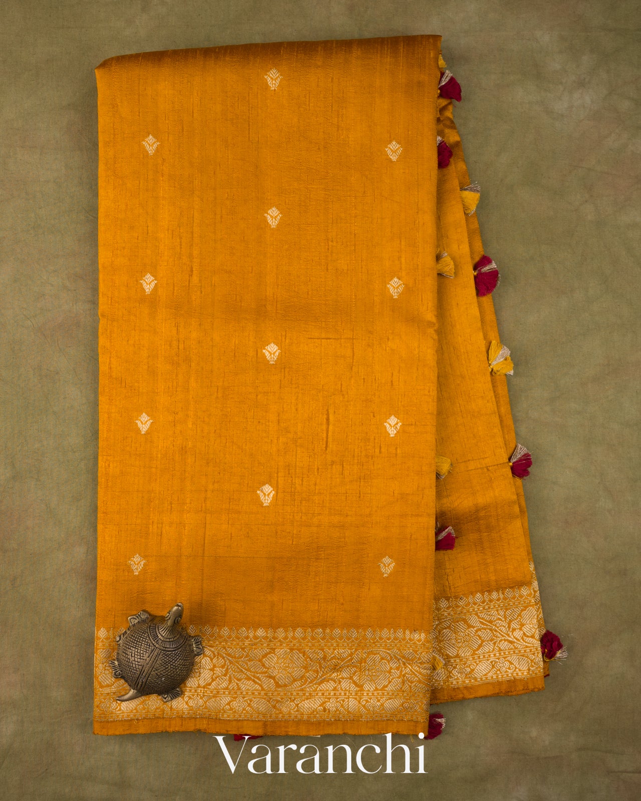 Mustard Yellow Pure Raw Silk Handloom Saree