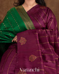 Ruby Wine Raw Silk Handloom Borderless Saree 