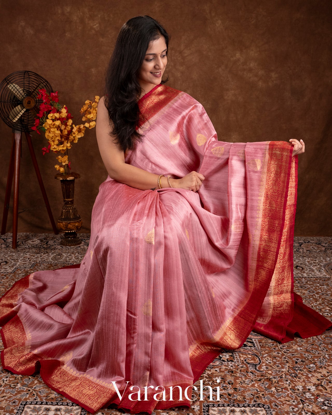 Baby Pink Pure Raw Silk Handloom Saree